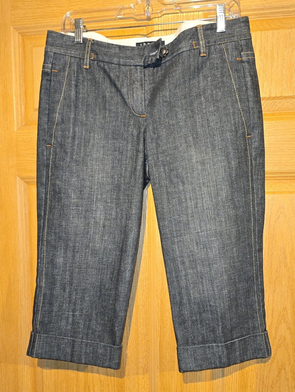 Theory Dark Blue Cropped Denim Jeans - Tailored Capri
